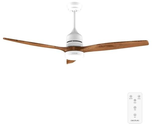 Cecotec Ventilatore da Soffitto con Luce EnergySilence Aero 5275 White&BlackWood. 40 W, Diametro 132 cm, Lampada a LED, Telecomando, Timer 8 Ore, 6 Velocità, Estate/Inverno, Altezza Regolabile