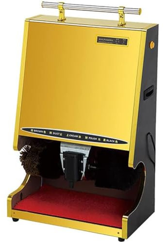 MegLob Fully Automatic Shoe Polisher, Household Electric Shoe Brush Machine, Hotel Stainless Automatic Machine for Boots Cleaning/Polishing, Electric Shoe Shine Machine with Handle,Gold