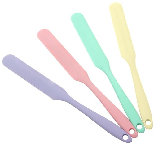 4 Pcs Silicone Jar Spatula, Non-Stick Heat Resistant Cake Cream Spatulas Set, 9.8 inch Cake Cream Butter Spatulas(4 colors）