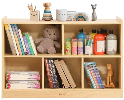 Bateso Toy Storage Organizer, 2-Tier Kids Bookshelf, 5 Cube Kids' Bookcases