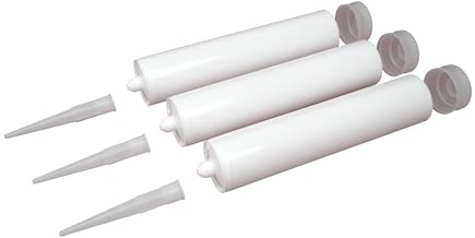 DIAMANT Polymer Cartouches vides, lot de 3 cartouches vides avec pointe, idéal pour les produits de jointoiement, les enduits et les colles (320 ml)