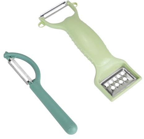 HMIEPRS Éplucheur & Râpe 2 pièces, Eplucheur légumes à Double Extrémité Multifonction, Eplucheur Pommes de Terre, Éplucheur en Acier Inoxydable Cuisine pour Carottes Tomates Concombres Légumes Fruits
