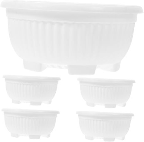 MERRYHAPY 5stücke Pflanzentopf Runder Mit Ablaufloch Für Zimmerpflanzen Und Sukkulenten Aus Kunststoff Kleiner Blumentopf Für Innenbereich Bonsaitopf Topf Mit Drainage Für Pflanzen