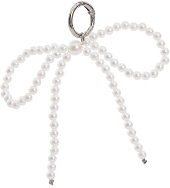 Perlen Kawaii Schleife Taschenanhänger,Y2K Schlüsselanhänger mit Schleife,Süßes Pearl Bow Phone Charm,Taschen Charms für Rucksack,Handy und Schlüssel，Geeignet Geburtstagsgeschenke für Mädchen (Weiß)