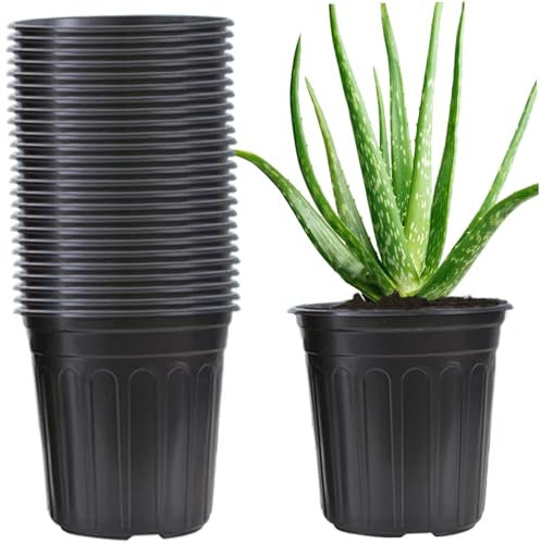 Jorzer Lot de 25 pots de pépinière de 3,8 l en plastique souple, conteneurs de plantation avec trou de drainage, petits pots réutilisables pour plantes, plantes grasses