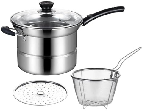 Pot de freidora profunda, freír con canasta Sopa de cocina de metal con