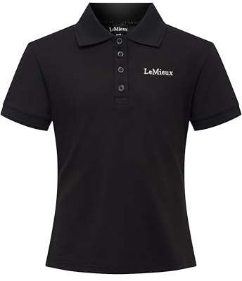 LeMieux Young Rider Classique Polo Shirt - Childrens Equestrian Horse Riding Top - Black - 9-10years