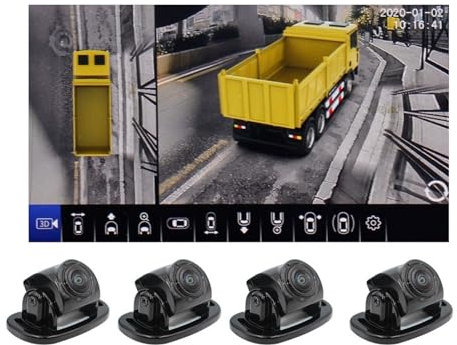 Telecamera posteriore per auto, camion, camion, 3D, 360 gradi, multi-angolo, 4 canali, DVR, SVM, sistema di parcheggio con vista a volo d'uccello, AHD, per camper, autobus, furgoni(None)