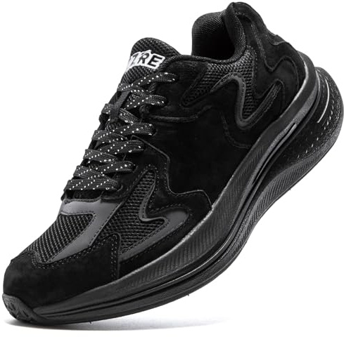 CZRE Wide Width Orthopedic Walking Shoes for Women Slip on Trainers Women's Comfortable Casual Ladies Athletic Sneakers All Black, 8