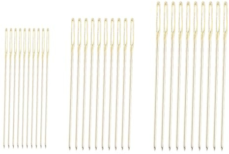 KinetiCore 30Pcs Cross Stitch Needles, Sizes 22 24 26 Gold Tail Tapestry Embroidery Needles, Blunt Tip Large Eye Needles for Cross-Stitch, Embroidery, Needlepoint & Aida Fabric
