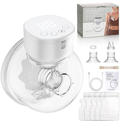 EDIMENS Tire-lait électrique mains libres avec écran LED - 3 modes et 9 niveaux - Faible bruit - Rechargeable - Sans fil - Portable - Avec brides de 19/21/24 mm - Sac de rangement pour lait maternel