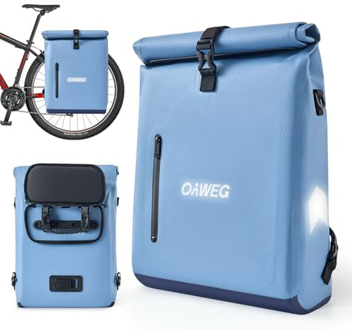 OnWEG Fahrradtasche für Gepäckträger, 3in1 Gepäckträgertasche Rucksack Umhängetasche, 100% wasserdicht Fahrrad Tasche hinten mit Reflektoren Inkl. 16 Laptopfach und Schultergurt