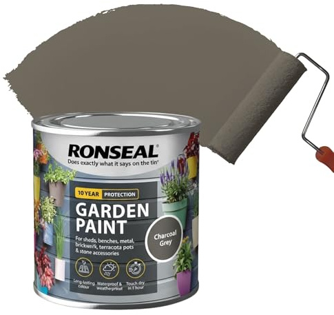 ARUUJ Garden Paint 750ML, Water Based Furniture Paints, Mid Sheen Weather Resistant Fence Paint, UV Damage Quick Drying Paints for Wood, Pots, Bricks, Stones, Metal (Charcoal Grey, 750 M L)