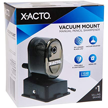 X-ACTO Bulldog Manual Pencil Sharpener w/Vacuum Mount, Colors May Vary, 1 Count