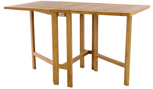 Divero Klapptisch Valencia aus Teak Holz, behandelt – wetterfest – Farbe: Braun