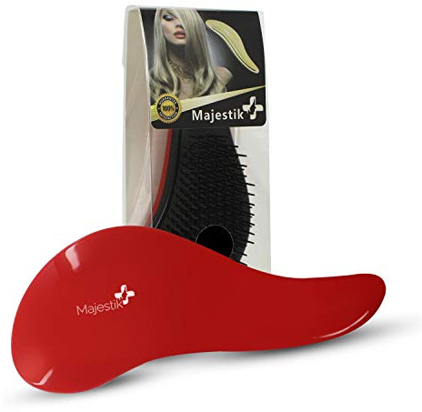 Spazzola districante per capelli, qualità del salone, spazzola bagnata e asciutta per grovigli senza dolore, ideale per capelli spessi, ondulati, ricci o sottili su donne, ragazze e bambini (rosso)