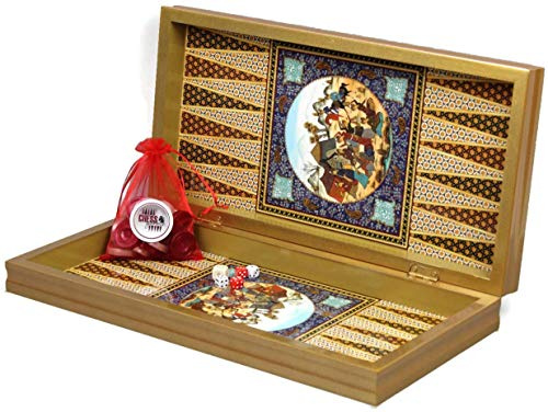 Yenigun - Juego de backgammon de madera comprimida laminada con patrón persa de 20 pulgadas