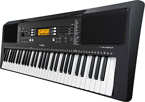 Yamaha Digital Keyboard PSR-E363, schwarz – Vielseitiges Instrument mit 61 anschlagdynamischen Tasten – Einsteiger-Keyboard mit hochwertigen Instrumentenklängen