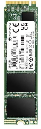 Transcend MTE220S 256GB NVMe PCIe Gen3 x4 SSD, Read/Write up to 3,300/1,250 mb/s with DRAM Cache & Graphene Heatsink TS256GMTE220S