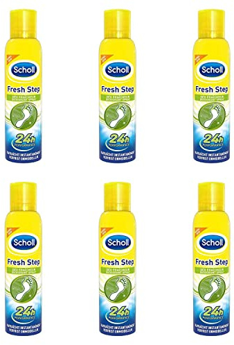 SCHOLL Lot de 6 Flacons de 150 ml Spray Fraîcheur Fresh Step