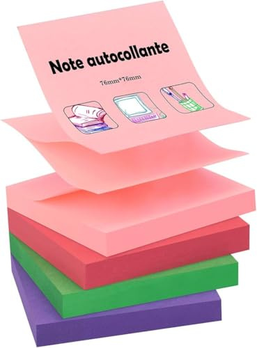 ZCZN Z-Notes Notas Adhesivas Posits 76x76mm 4 Blocs de Notas x 100 Hojas | Notas Autoadhesivas de Listas Tareas para Estudiantes Profesores Oficinistas