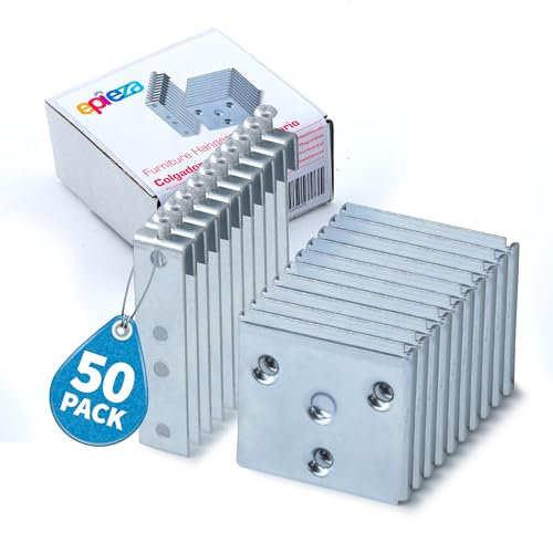 Lot de 50 crochets pour têtes de lit, têtes de lit, meubles de cuisine, placards (comprend un bâtonnet de suspension et une plaque de support), ferrures de suspension pour meubles de cuisine.