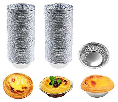 HLCM 100 Pcs Aluminum Foil Mini Pans, Great for Baking Tarts, Quiche, Pudding, etc.