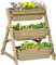 Outsunny Hochbeet Blumentreppe Holz Blumenleiter mit 3 Ablagen Pflanzentreppe Pflanzregal Pflanzenständer Blumenregal Blumenständer Natur 71 x 61 x 77 cm
