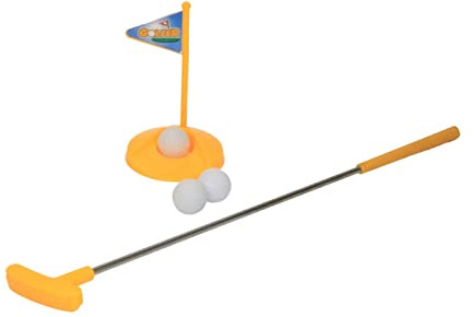 alldoro 63101 Set de Golf, 5 pièces, avec 1 Cible, 1 Club et 3 balles, minigolf de Bureau, Plastique, Multicolore