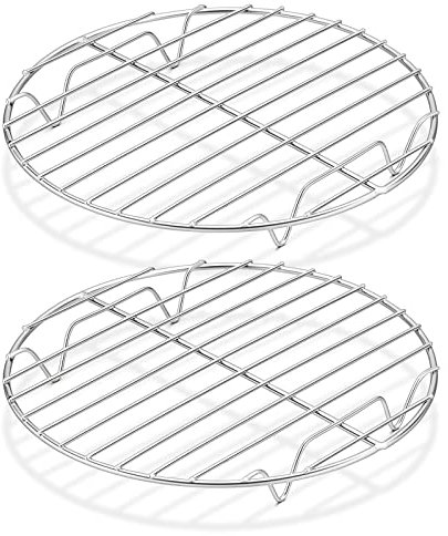 Herogo Cooling Rack Set of 2, Stainless Steel Round Wire Oven Racks for Cooling Baking Cooking Steaming, Rustproof & Smooth Edge, Oven & Dishwasher Safe, Metal Silver (27 cm)