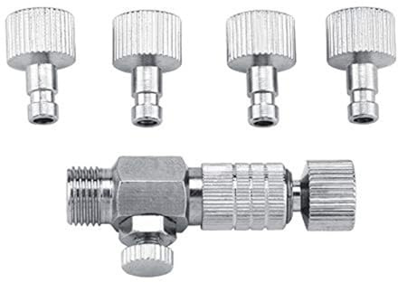 Tbest Harder Steenbeck Airbrush Quick Connect,Airbrush Quick Release Disconnect Adapter 1/8 in Male and Female Connections Adapter with Adjustable Control Valve Airbrush Accessories