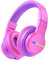 iClever BTH12 Kids Bluetooth Headphones,Colorful LED Lights Wireless Kids Headphones,74/85dBA Volume Limited, 85H Playtime,Bluetooth 5.2,Over Ear for School/Tablet/PC, Hot Pink