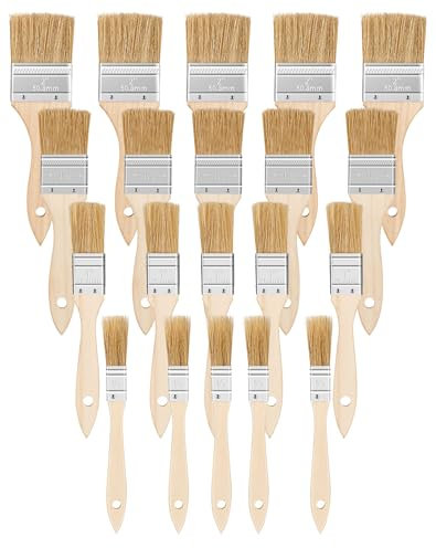 LUNEKUCK Flachpinsel 20PCS Lasurpinsel Set 15 mm 25 mm 35 mm 50 mm breit LackPinsel Holzlasur Maler Pinselset für DIY Lack Lasur Wandfarbe Öl Beizen - Borstenpinsel zum Streichen mit Holzgriff