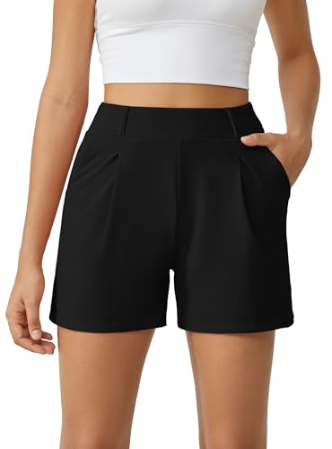 G4Free Womens Shorts with Pockets Ladies Bermuda Shorts Dressy Summer Work Tailored Shorts(Black, XS)