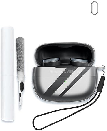 WUNIAK Schutzhülle für Bowers & Wilkins Pi6/Pi8 In-Ear-Kopfhörer, transparente, weiche TPU-Schutzhülle mit Schlüsselanhänger und Reinigungsset, stoßfest, für Damen und Herren