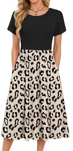 MOLERANI Femmes Robes d'été Robe De Midi pour Les Femmes Élégant Swing Robes de Plage avec Poches A-Line Casual Robe