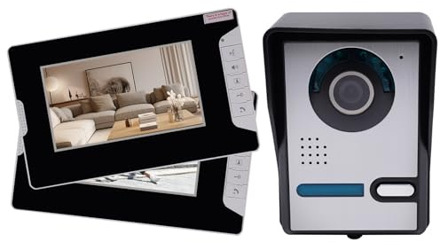 Videoportero automático con pantalla de 7 pulgadas, 2 monitores, cámara LCD, visión nocturna, función de control de cerradura eléctrica, 16 tonos de llamada