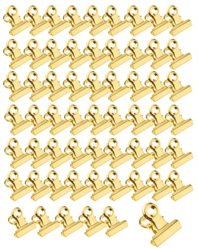 Yotlein Bulldog Binder Clips 60 Piezas 22 mm Gold, Resistente y Duradero, Ligero y Portátil, Pinzas para Etiquetas para Bolsas de Alimentos, Fotos, Fuente de Oficina en el Hogar