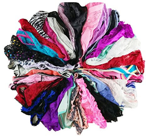 jooniyaa Thongs for Women Variety Pack 10 Pairs – Assorted Lace G-String T-Back Panties, Soft Breathable Underwear(10Pcs,M)
