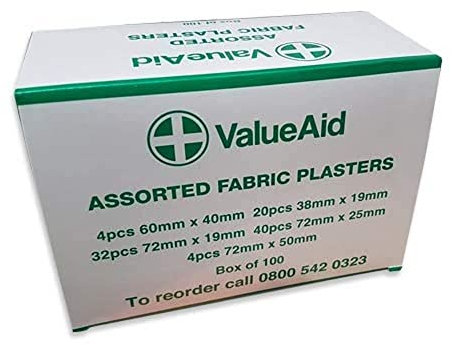 Value Aid Assorted Fabric Plasters - Box of 100