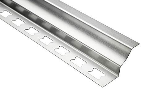 Rieles para baldosas HEXIM/Rieles de acero inoxidable, cepillado plata 2m - gran selección de alturas y perfiles de rieles, acero inoxidable V2A - esquina interior redonda de 12mm