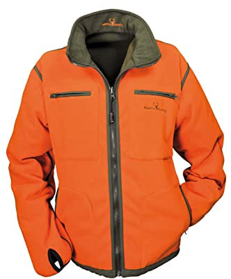 Hubertus Herren Fleece Wendejacke Jagdjacke mit Windblocker wendbar Oliv/Signalorange (6XL)