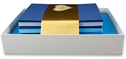 FarbenFroh by GUSTAV NEUSER 25x Farbige Karten blanko mit passendem Umschlag und Einlegeblätter in Weiß in DIN A6/ DIN C6 - Blaue Farben ideal für Einladungen und Geschenke