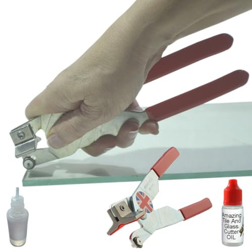 Glass Cutter for Thick Glass – Built-in Breaker, No Tap-Tap and Hope It Works, 2-in-1 Cutting Tool for Repairing Windows and Picture Frames, Incl. Oil, Step-by-Step Instructions and Online Videos