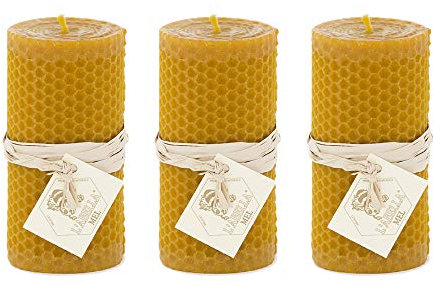 L’abella Mel – Vela natural de cera de abeja – Pack de 3 Velas naturales hechas a mano