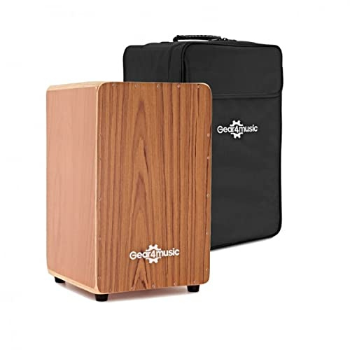 Gear4music Cajon Drum with Seatpad and Gigbag Teak