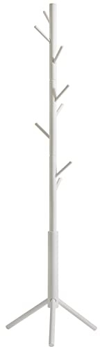 YMYNY Perchero de Pie, 175CM Perchero de Madera Maciza, Perchero en Forma de Árbol, 8 Ganchos, 3 Alturas Ajustables, para Ropa, Sombrero y Bolso, para Salón, Dormitorio y Oficina, Blanco HCR001W