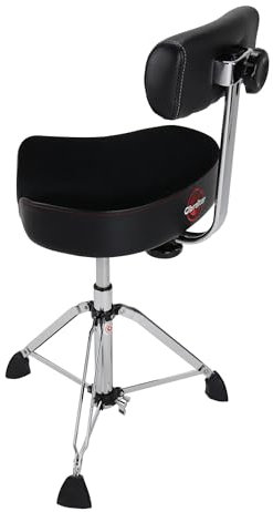 Gibraltar Schlagzeughocker, Drumhocker 9000 Series Moto Saddle mit Backrest Hydraulic, 9608HMB (Durchmesser: 48cm, Vinyl-Sitzfläche, Quick Lock, doppelstrebige Basis, 'Super Foot' Gummifüße)
