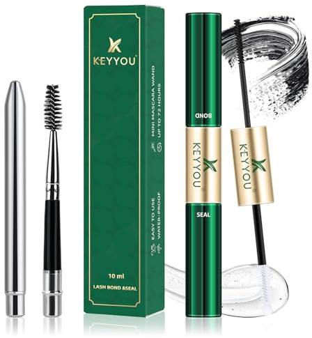 KEYYOU Lash Bond and Seal Waterproof Lash Cluster Glue 72H Long Lasting Strong Hold Non Irritating Eyelash Glue for DIY Individual Lashes at Home (Black-10ml)