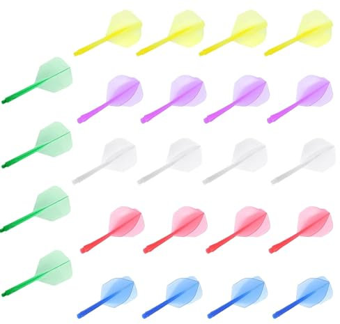 GOBIWM Dartpfeile Schäfte Zubehör 24 Stück Standard Zubehör für Darts Flights Integrierte Dartschäfte Dartzubehör Dartsintegriertem transparentem Kunststoff Dartschäfte für 2BA Dartfässer (6 Farben)